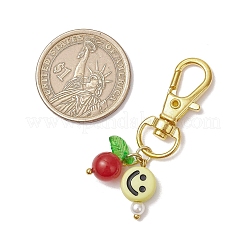 6Pcs Smiling Face Acrylic & Natural Lemon Jade & Quartz & Amethyst & Rose Quartz & Quartz Crystal & Dyed Malaysia Jade Pendant Decorations&nbsp;HJEW-JM03151