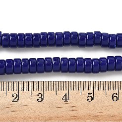 オペークガラスビーズ連売り  ディスク  マリンブルー  6x3mm  穴：1.2mm  約115個/連  14.96''（38センチメートル）&nbsp;GLAA-I060-01B