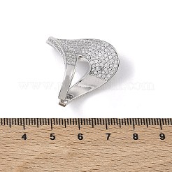 Brass Micro Pave Clear Cubic Zirconia Cuff Open Rings for Women&nbsp;RJEW-L343-15P