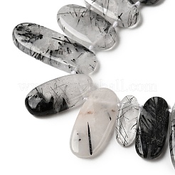 Natural Tourmalinated Quartz/Black Rutilated Quartz Beads Strands&nbsp;G-D365-D02