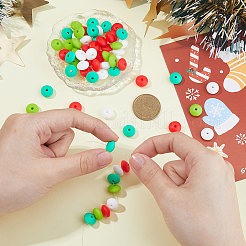 80Pcs 4 Styles Rondelle Food Grade Eco-Friendly Silicone Beads&nbsp;SIL-DC0001-68B