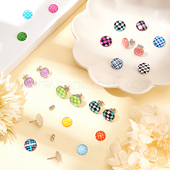 DIY Half Round with Tartan Pattern Stud Earrings Making Kit&nbsp;DIY-CA0003-66