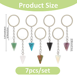 7Pcs Natural & Synthetic Gemstone Keychain&nbsp;KEYC-FH00069