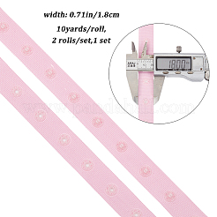 ポリエステルリボン2ロール  プラスチックボタン付き  ピンク  3/4インチ（18mm）  10ヤード/ロール&nbsp;OCOR-GF0002-22