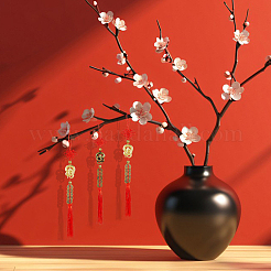 6Pcs 2 Colors Alloy Snake & Coin Pendant Decorations&nbsp;HJEW-DC0001-21