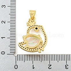 Rack Plating Brass Micro Pave Clear Cubic Zirconia Pendants&nbsp;ZIRC-L100-156G-01