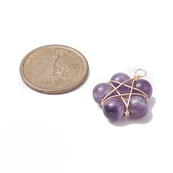 真鍮ワイヤーに包まれた天然石ペンダント  星のチャーム  26.5~28x21~22x8.5mm  穴：3.2mm&nbsp;PALLOY-TA00033-01