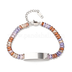 304 Stainless Steel Glass Link Chain Bracelets&nbsp;BJEW-G753-03P-03