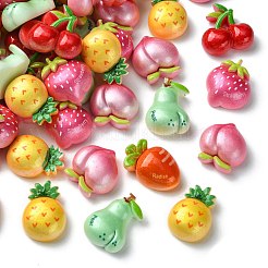 60 個 6 スタイル不透明樹脂デコデンカボション  模造食品  野菜/果物  混合図形  20~23x15~20x8~10mm  10個/スタイル&nbsp;RESI-CJ0004-15