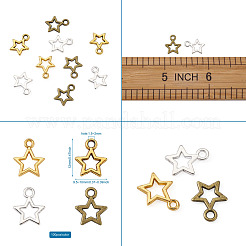 合金チャーム  スター  ミックスカラー  12x9.5~10x1.5mm  穴：1.5~2mm  4色  100個/カラー  400個/セット&nbsp;PALLOY-CD0001-03
