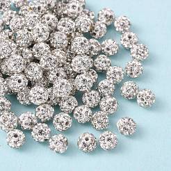 樹脂粘土ラインストーンビーズ  パヴェボールディスコビーズ  グレードA  ラウンド  クリスタル  pp6（1.3~1.35mm）  4mm  穴：1mm&nbsp;X-RB-A053-4mm-01