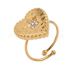 304 Stainless Steel Rhinestone Cuff Open Rings for Women&nbsp;SA-CBAFC3F-01G