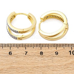 ブラスマイクロパヴェクリアキュービックジルコニアフープピアス  長持ちメッキ  鉛フリー＆カドミウムフリー  2層リング  18KGP本金メッキ  19x19.5x9mm&nbsp;EJEW-H158-15GP