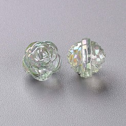 透明なアクリルビーズ  ABカラー  花  黄緑  11.5x11.5mm  穴：1.8mm  約780個/500g&nbsp;TACR-S154-33C-327