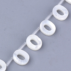 天然石シーシェルビーズ  パールシェルのホワイトシェルマザー  トップドリルビーズ  文字.o  10x2.5~11.5x3mm  穴：0.8mm&nbsp;SHEL-T012-60O