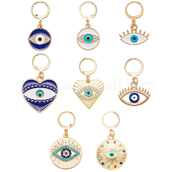 16Pcs 8 Styles Evil Eye Alloy Enamel Pendant Locking Stitch Markers&nbsp;HJEW-SC00179