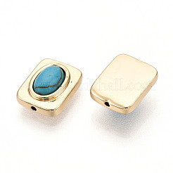 Brass Pave Synthetic Turquoise Beads&nbsp;KK-N258-14G