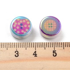 UVメッキプリントアクリルビーズ  フラットラウンド  カラフル  12x6mm  穴：2mm&nbsp;OACR-S140-04
