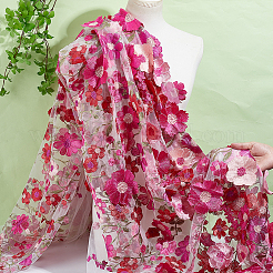 ポリエステルメッシュ刺繍生地1枚  服装アクセサリー  花柄  ピンク  1620x1~1.3mm  2ヤード/個&nbsp;DIY-HY0003-48