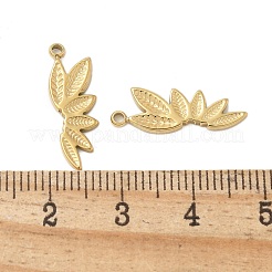 304ステンレスペンダント  葉のチャーム  14KGP本金メッキ  20x7x1.5mm  穴：1.2mm&nbsp;STAS-L022-454P