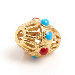 Matte Gold Color Brass Hollow Beads&nbsp;KK-L155-08A