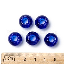 ガラスヨーロピアンビーズ  大穴ビーズ  ロンデル  藤紫色  14~15x10mm  穴：5~6.4mm&nbsp;GDA006-001