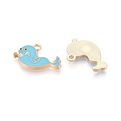 合金エナメルチャーム  カドミウムフリー＆ニッケルフリー＆鉛フリー  ライトゴールド  オットセイ  空色  13.5x20x1.5mm  穴：1.6mm&nbsp;PALLOY-N170-028A-NR