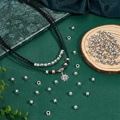 チベット風合金ヨーロピアンビーズ100個  大穴ビーズ  バレル  アンティークシルバー  8x5.5mm  穴：4mm&nbsp;FIND-PH0029-09AS