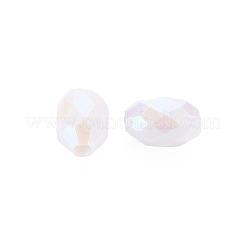 不透明なアクリルビーズ  染め  ABカラー  多面カット  オーバル  ホワイト  12x8mm  穴：2.5mm&nbsp;X-TACR-S153-32I-09