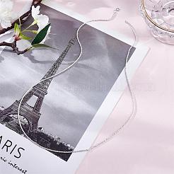 Anti-Tarnish Rhodium Plated 925 Sterling Silver Thin Dainty Link Chain Necklace for Women Men&nbsp;JN1096B-01