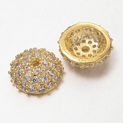 Apetalous Half Round/Dome Brass Micro Pave Cubic Zirconia Bead Caps&nbsp;ZIRC-D062