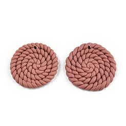手作り樹脂粘土ペンダント  編組フラットラウンド  ミックスカラー  31~32.5x4~4.5mm  穴：1.6mm&nbsp;X-CLAY-N010-093