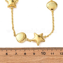 304 Stainless Steel Star & Shell Shape Link Chain Necklaces for Women&nbsp;NJEW-G178-08G