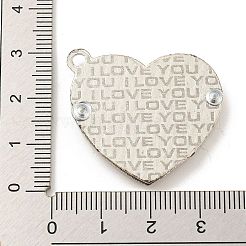 合金ペンダント  模造革で  プラチナ  ハート  暗赤色  31x32x4mm  穴：3mm&nbsp;PALLOY-A007-17P-01