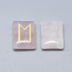 天然石ローズクォーツカボション  ルーン文字/フサルク/フトールクの長方形  20x15x6mm  25個/セット&nbsp;G-T122-26D