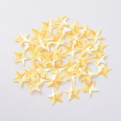 オーナメントアクセサリープラスチック製スパンコール/スパンコールビーズ  スター  きいろ  10x10x0.8mm  穴：1mm&nbsp;X-PVC-E001-05-RC01