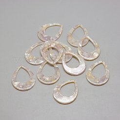 セルロースアセテート（樹脂）ペンダント  ティアドロップ  ライラック  27x20.5x2.5mm  穴：1.5mm&nbsp;X-KY-S113-B-A309