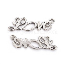チベット風コネクター  文字Love  カドミウムフリー＆ニッケルフリー＆鉛フリー  アンティークシルバー  13x35x2mm  穴：1mm&nbsp;TIBE-K1649-AS-NR