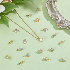 80Pcs 4 Styles Brass Micro Pave Cubic Zirconia Charms&nbsp;KK-HY0004-45
