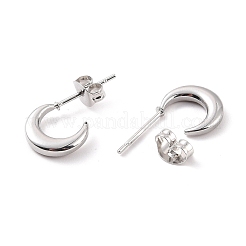 変色しない304ステンレススチール製三日月スタッドピアス（女性用）  ステンレス鋼色  18.5x10x2mm  ピン：0.8mm&nbsp;EJEW-F280-05A-P