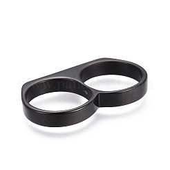 304ステンレススチール指輪  二重リング  ガンメタ色  サイズ8  18mm&nbsp;RJEW-O032-13B-18mm
