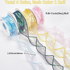 4 Rolls 4 Colors Polyester Organza Ribbon&nbsp;PAAG-CY0001-01
