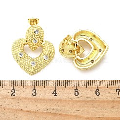 真鍮マイクロペーブクリアキュービックジルコニアスタッドピアス  ハート  18KGP本金メッキ  25x21.5mm&nbsp;EJEW-P303-02C-G