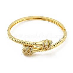 Brass Micro Pave Clear Cubic Zirconia Hinged Bangles&nbsp;BJEW-S168-03G
