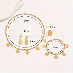 Vintage Brass Coin Charms Bracelets & Earrings & Necklaces & Rings Sets for Women&nbsp;HG3630