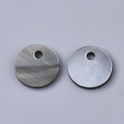 ブラックリップシェルペンダント  フラットラウンド  ブラック  8x1~2mm  穴：1.2mm&nbsp;LS-SSHEL-S251-36A