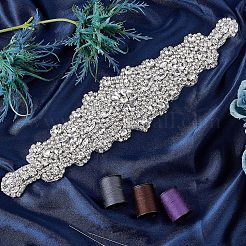 ホットフィックスラインストーン1個  パッチにアイロン  結婚式のテーマ  ドレスシューズ衣服装飾  花  クリスタル  308x75x8mm&nbsp;DIY-FG0002-46