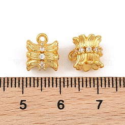 真鍮マイクロパヴェクリアキュービックジルコニアチューブベイル  花  ラックめっき  長持ちメッキ  鉛フリー＆カドミウムフリー  ゴールドカラー  10x8.5x8mm  穴：0.8mm＆4mm&nbsp;CU-CBA6A75-23G