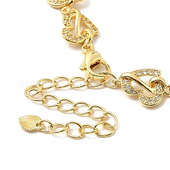 Clear Cubic Zirconia Heart Link Chain Bracelet&nbsp;BJEW-A132-09G