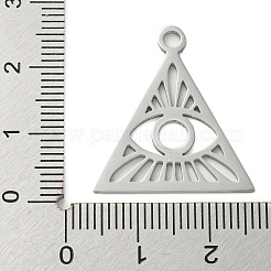 変色しない304ステンレススチールペンダント  レーザー切断  アイチャーム付きトライアングル  ステンレス鋼色  24x23x1mm  穴：2.5mm&nbsp;STAS-B056-23P